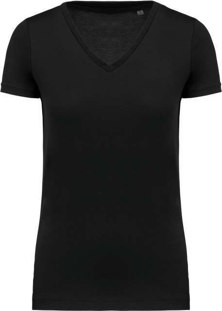 Kariban Ladies' Supima® V-neck Short Sleeve T-shirt - Kariban Ladies' Supima® V-neck Short Sleeve T-shirt - Black