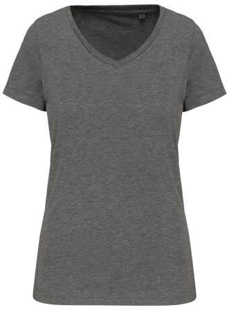 Kariban Ladies' Supima® V-neck Short Sleeve T-shirt - Kariban Ladies' Supima® V-neck Short Sleeve T-shirt - Graphite Heather