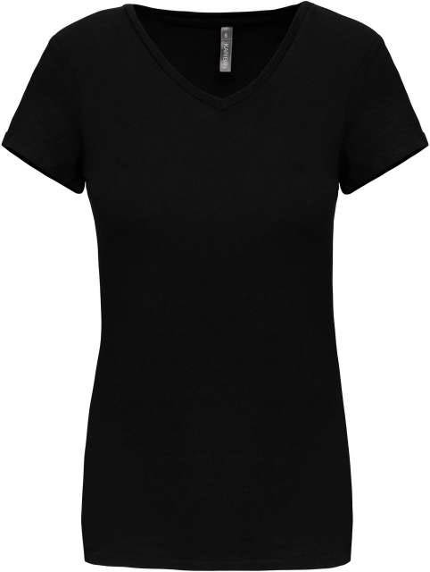 Kariban Ladies' Short-sleeved V-neck T-shirt - Kariban Ladies' Short-sleeved V-neck T-shirt - Black