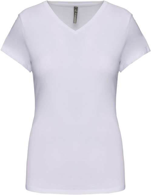 Kariban Ladies' Short-sleeved V-neck T-shirt - Kariban Ladies' Short-sleeved V-neck T-shirt - White