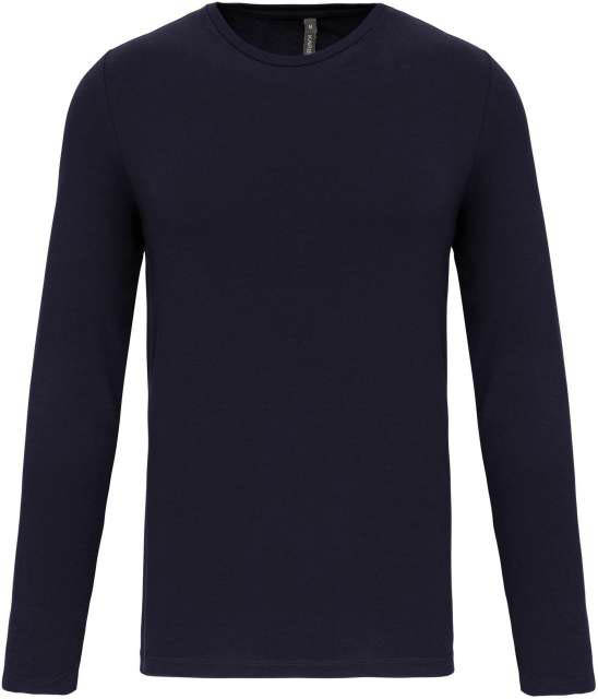 Kariban Men's Long-sleeved Crew Neck T-shirt - modrá