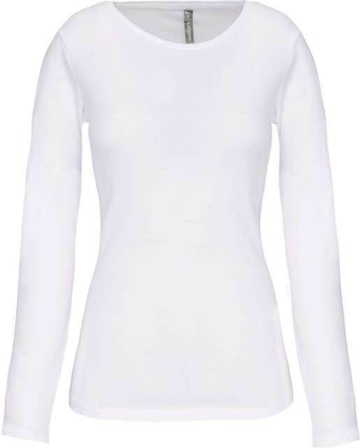 Kariban Ladies Long-sleeved Crew Neck T-shirt - bílá