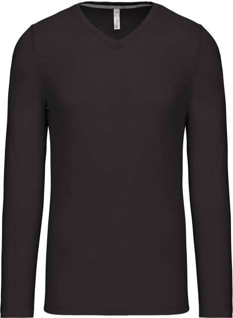Kariban Men's Long-sleeved V-neck T-shirt - Kariban Men's Long-sleeved V-neck T-shirt - Charcoal