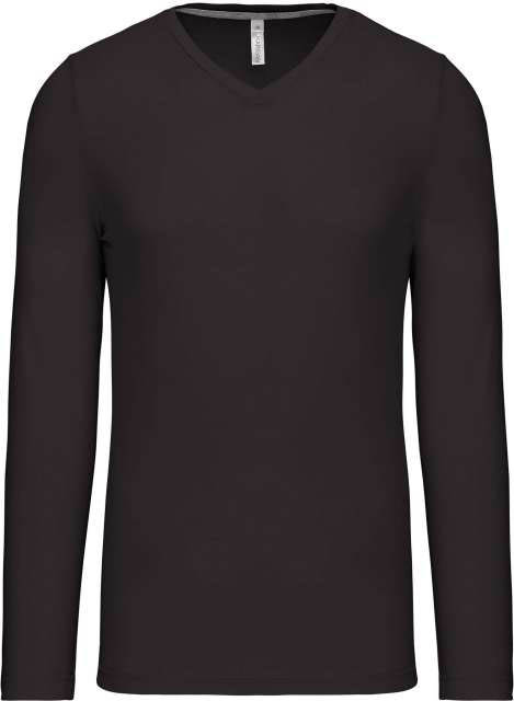 Kariban Men's Long-sleeved V-neck T-shirt - šedá