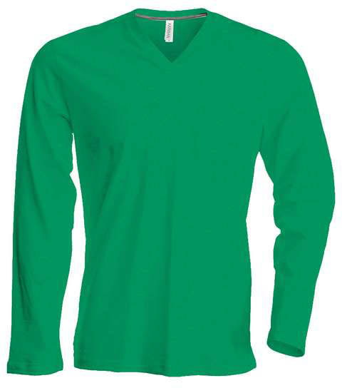Kariban Men's Long-sleeved V-neck T-shirt - zelená
