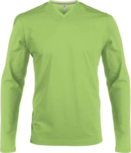 Kariban Men's Long-sleeved V-neck T-shirt - Grün