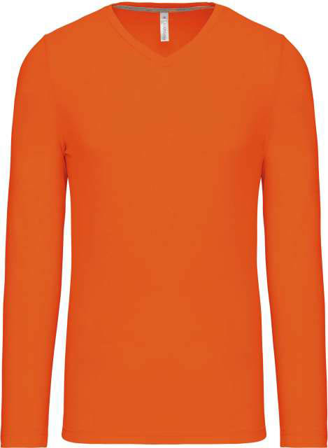 Kariban Men's Long-sleeved V-neck T-shirt - Kariban Men's Long-sleeved V-neck T-shirt - Tennessee Orange