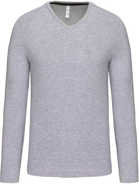 Kariban Men's Long-sleeved V-neck T-shirt - grey