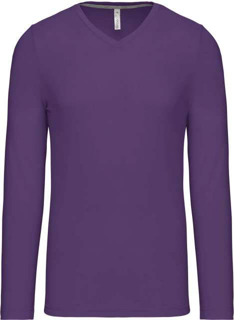 Kariban Men's Long-sleeved V-neck T-shirt - fialová