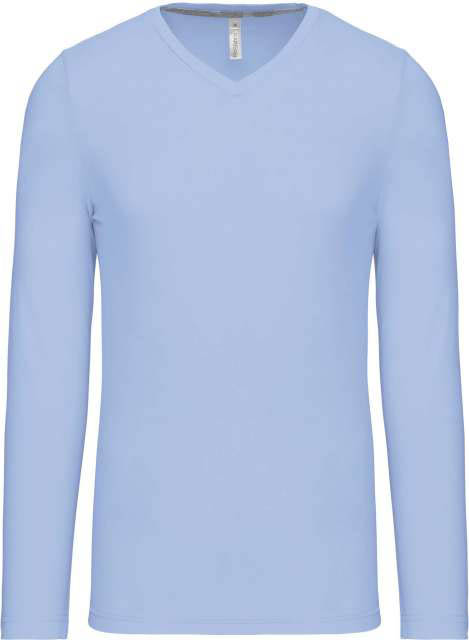 Kariban Men's Long-sleeved V-neck T-shirt - blau