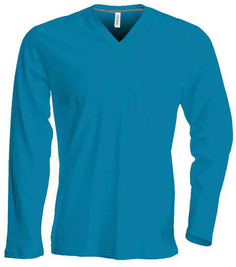 Kariban Men's Long-sleeved V-neck T-shirt - blue
