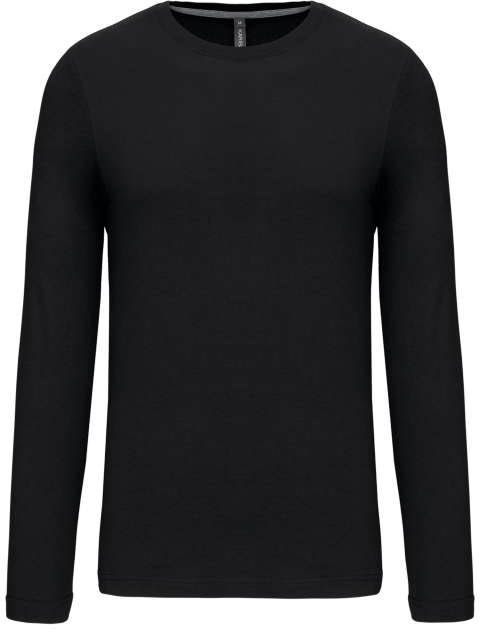 Kariban Men's Long-sleeved Crew Neck T-shirt - čierna