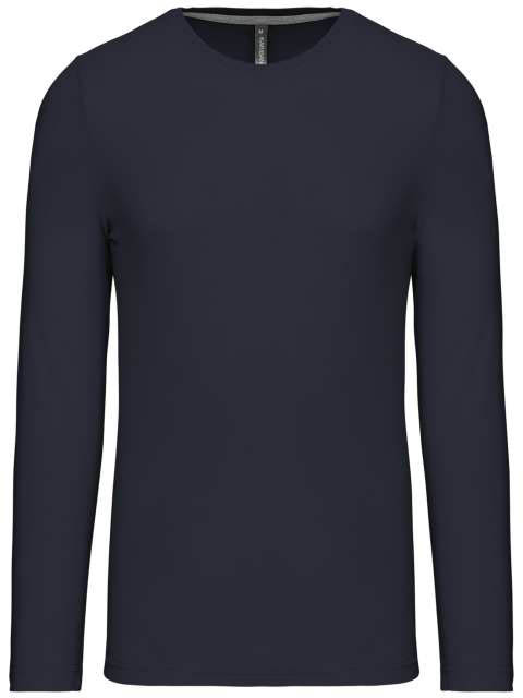 Kariban Men's Long-sleeved Crew Neck T-shirt - modrá