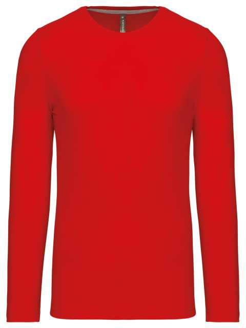Kariban Men's Long-sleeved Crew Neck T-shirt - Kariban Men's Long-sleeved Crew Neck T-shirt - Cherry Red