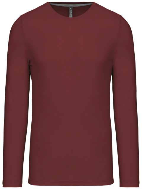 Kariban Men's Long-sleeved Crew Neck T-shirt - červená