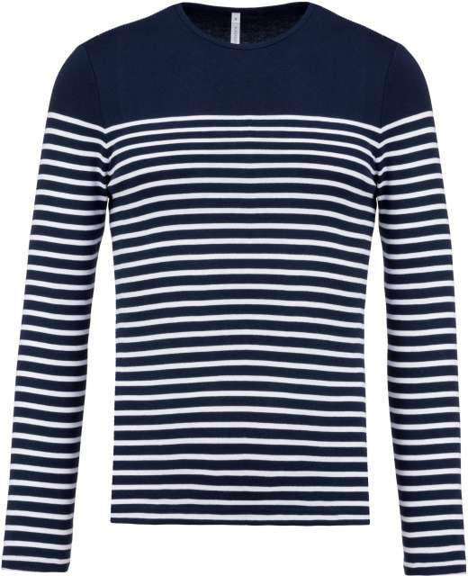 Kariban Men’s Long-sleeved Breton Stripe Top - modrá