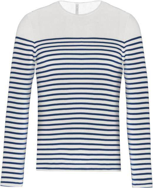 Kariban Men’s Long-sleeved Breton Stripe Top - white