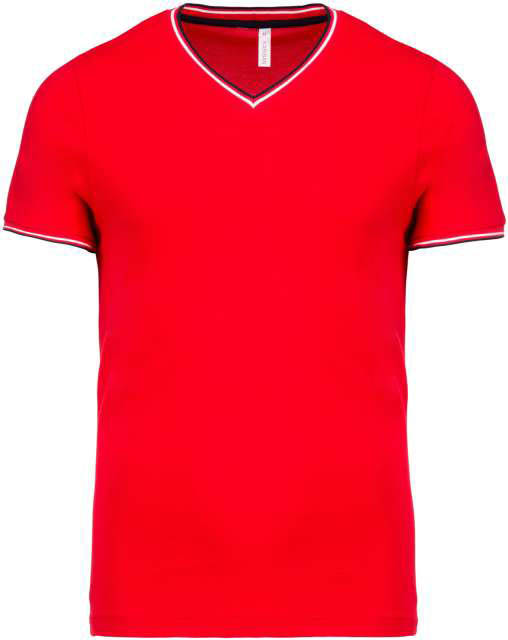 Kariban Men's PiquÉ Knit V-neck T-shirt - Kariban Men's PiquÉ Knit V-neck T-shirt - Red