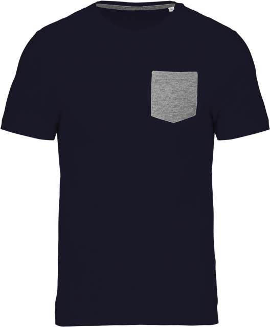 Kariban Organic Cotton T-shirt With Pocket Detail - modrá