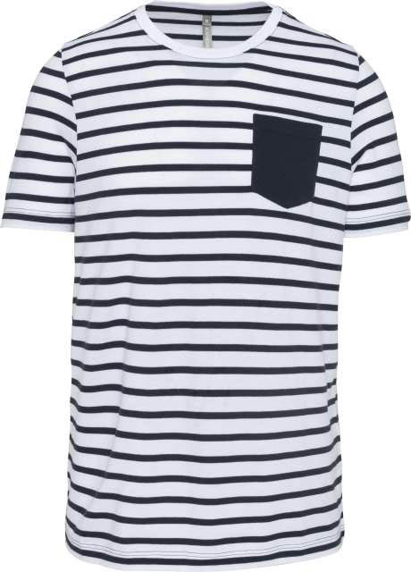 Kariban Striped Short Sleeve Sailor T-shirt With Pocket - white