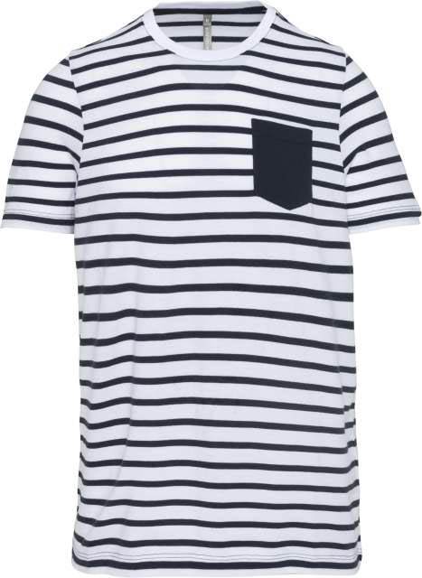 Kariban Kids' Striped Short Sleeve Sailor T-shirt With Pocket - white
