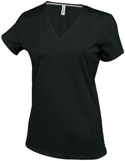 Kariban Ladies' Short-sleeved V-neck T-shirt - černá