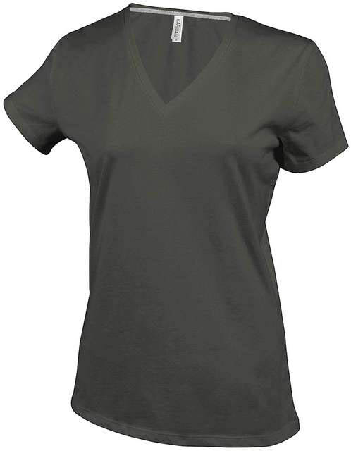 Kariban Ladies' Short-sleeved V-neck T-shirt - zelená