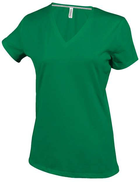 Kariban Ladies' Short-sleeved V-neck T-shirt - zelená