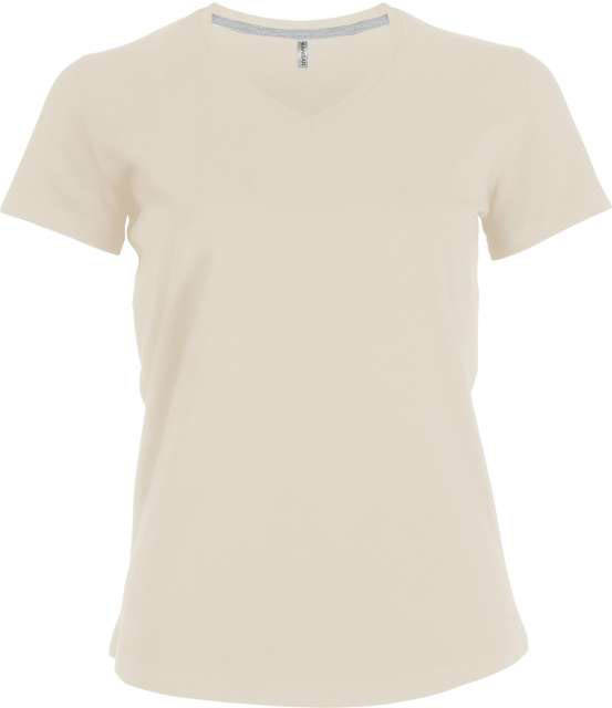 Kariban Ladies' Short-sleeved V-neck T-shirt - hnědá