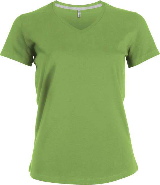 Kariban Ladies' Short-sleeved V-neck T-shirt - zelená