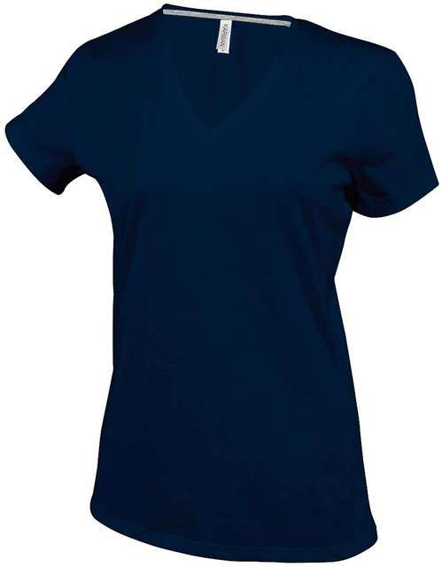 Kariban Ladies' Short-sleeved V-neck T-shirt - modrá