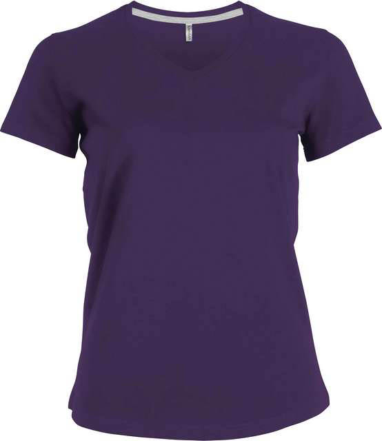 Kariban Ladies' Short-sleeved V-neck T-shirt - fialová