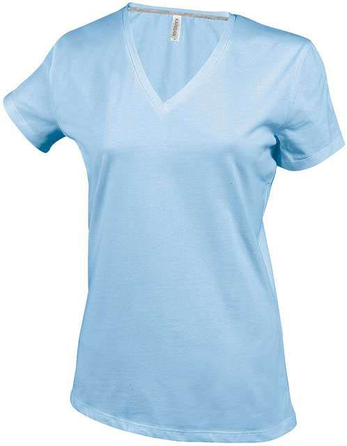 Kariban Ladies' Short-sleeved V-neck T-shirt - modrá