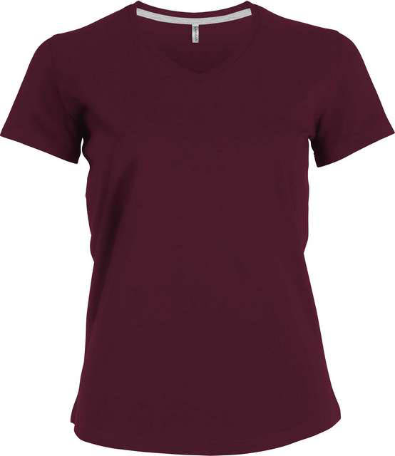 Kariban Ladies' Short-sleeved V-neck T-shirt - Kariban Ladies' Short-sleeved V-neck T-shirt - Maroon
