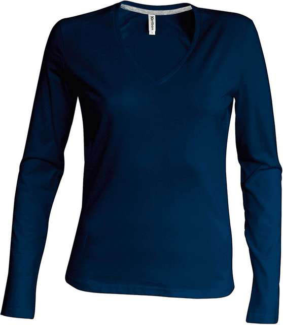 Kariban Ladies' Long-sleeved V-neck T-shirt - blau