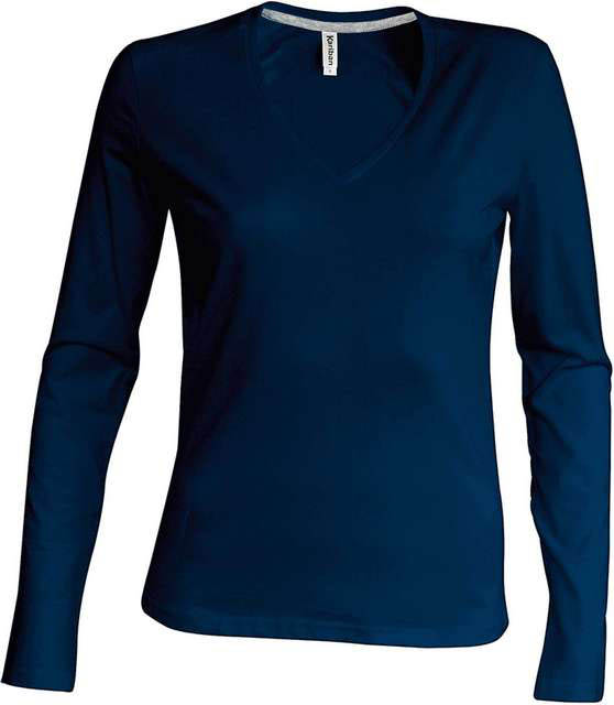 Kariban Ladies' Long-sleeved V-neck T-shirt - Kariban Ladies' Long-sleeved V-neck T-shirt - Navy