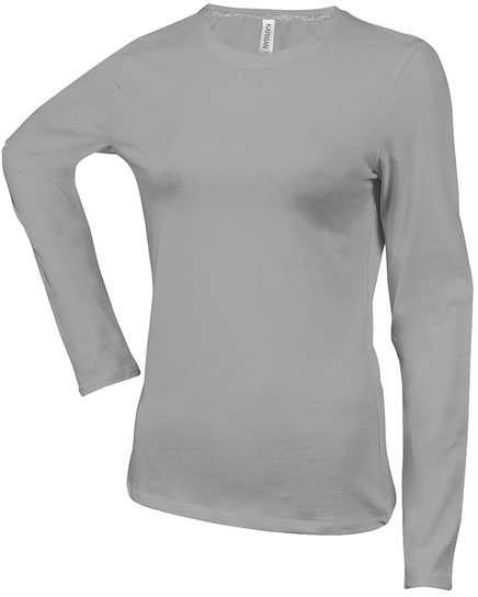 Kariban Ladies' Long-sleeved Crew Neck T-shirt - šedá
