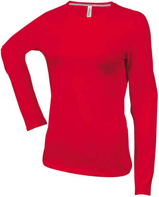 Kariban Ladies' Long-sleeved Crew Neck T-shirt - Kariban Ladies' Long-sleeved Crew Neck T-shirt - Cherry Red