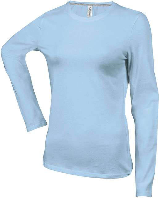 Kariban Ladies' Long-sleeved Crew Neck T-shirt - modrá