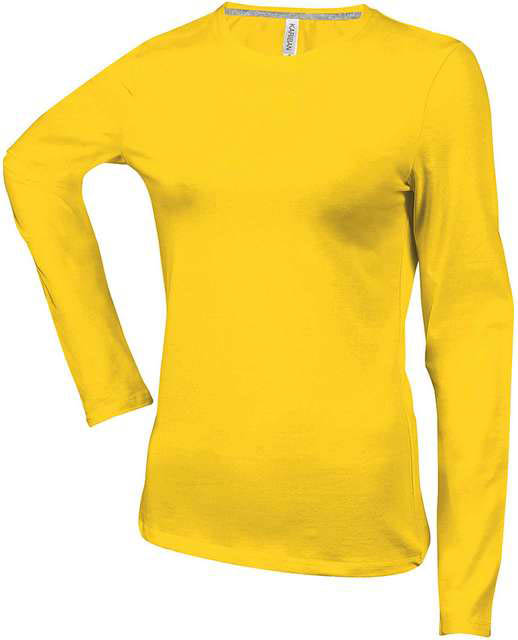 Kariban Ladies' Long-sleeved Crew Neck T-shirt - žltá