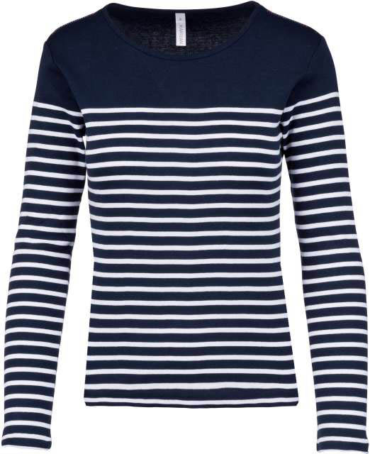 Kariban Ladies’ Long-sleeved Breton Stripe Top - modrá