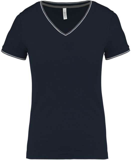 Kariban Ladies' PiquÉ Knit V-neck T-shirt - Kariban Ladies' PiquÉ Knit V-neck T-shirt - Navy