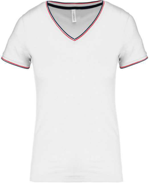 Kariban Ladies' PiquÉ Knit V-neck T-shirt - white