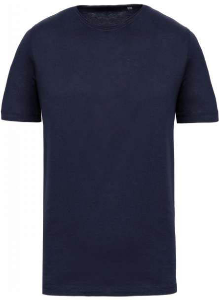 Kariban Men's Short-sleeved Organic T-shirt With Raw Edge Neckline - modrá