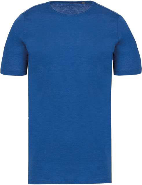 Kariban Men's Short-sleeved Organic T-shirt With Raw Edge Neckline - modrá