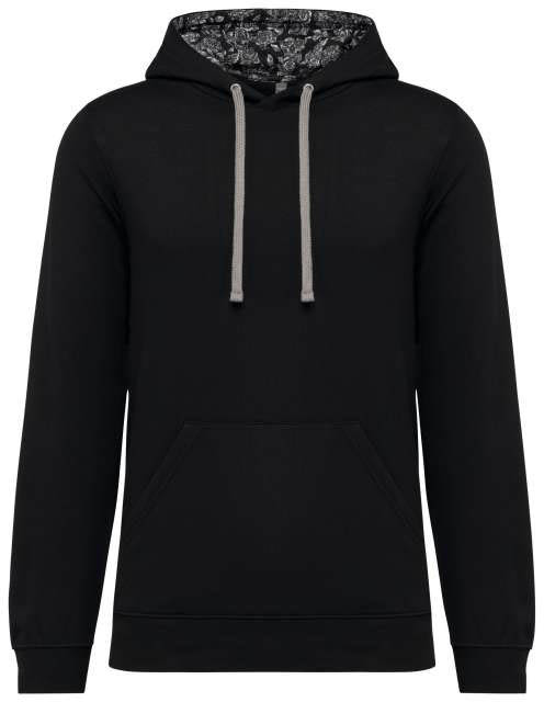 Kariban Unisex Contrast Patterned Hooded Sweatshirt - Kariban Unisex Contrast Patterned Hooded Sweatshirt - Black