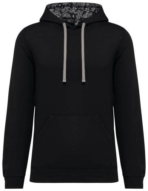 Kariban Unisex Contrast Patterned Hooded Sweatshirt mikina - Kariban Unisex Contrast Patterned Hooded Sweatshirt mikina - Black