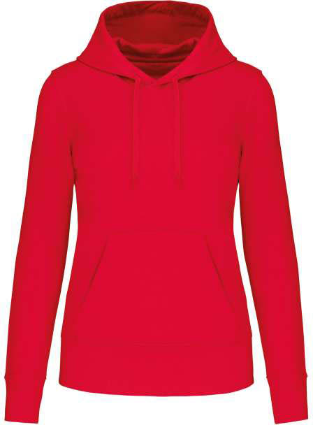 Kariban Ladies' Eco-friendly Hooded Sweatshirt - červená