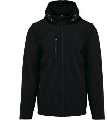 Kariban Unisex 3-layer Softshell Hooded Jacket With Removable Sleeves - Kariban Unisex 3-layer Softshell Hooded Jacket With Removable Sleeves - Black