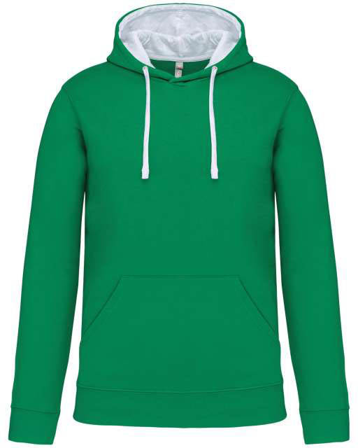 Kariban Men's Contrast Hooded Sweatshirt - zelená